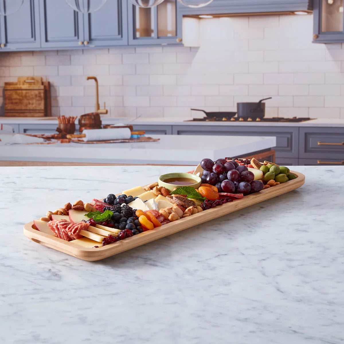 Farberware Build-a-Board 17.5cm x 56cm Rectangular Bamboo Platter with Lid