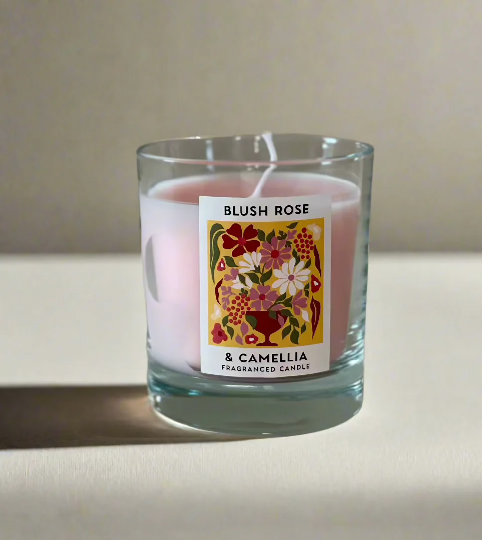 Blush Rose & Camellia Scented Medium Candle