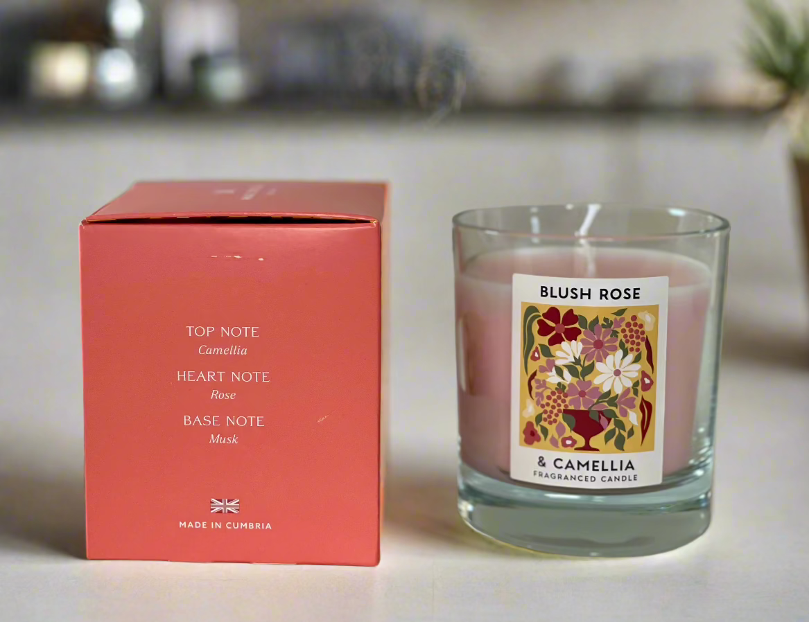 Blush Rose & Camellia Scented Medium Candle
