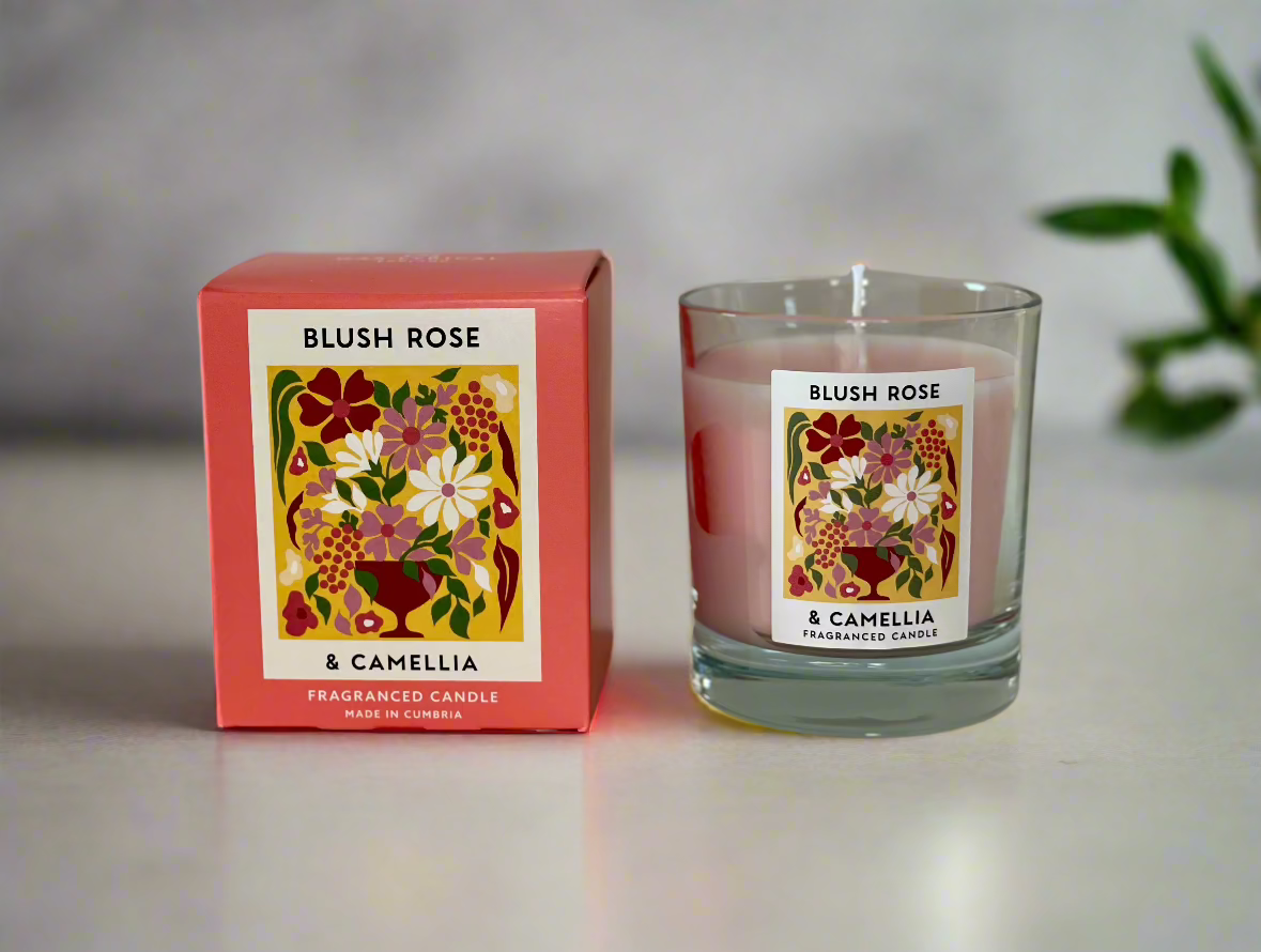 Blush Rose & Camellia Scented Medium Candle