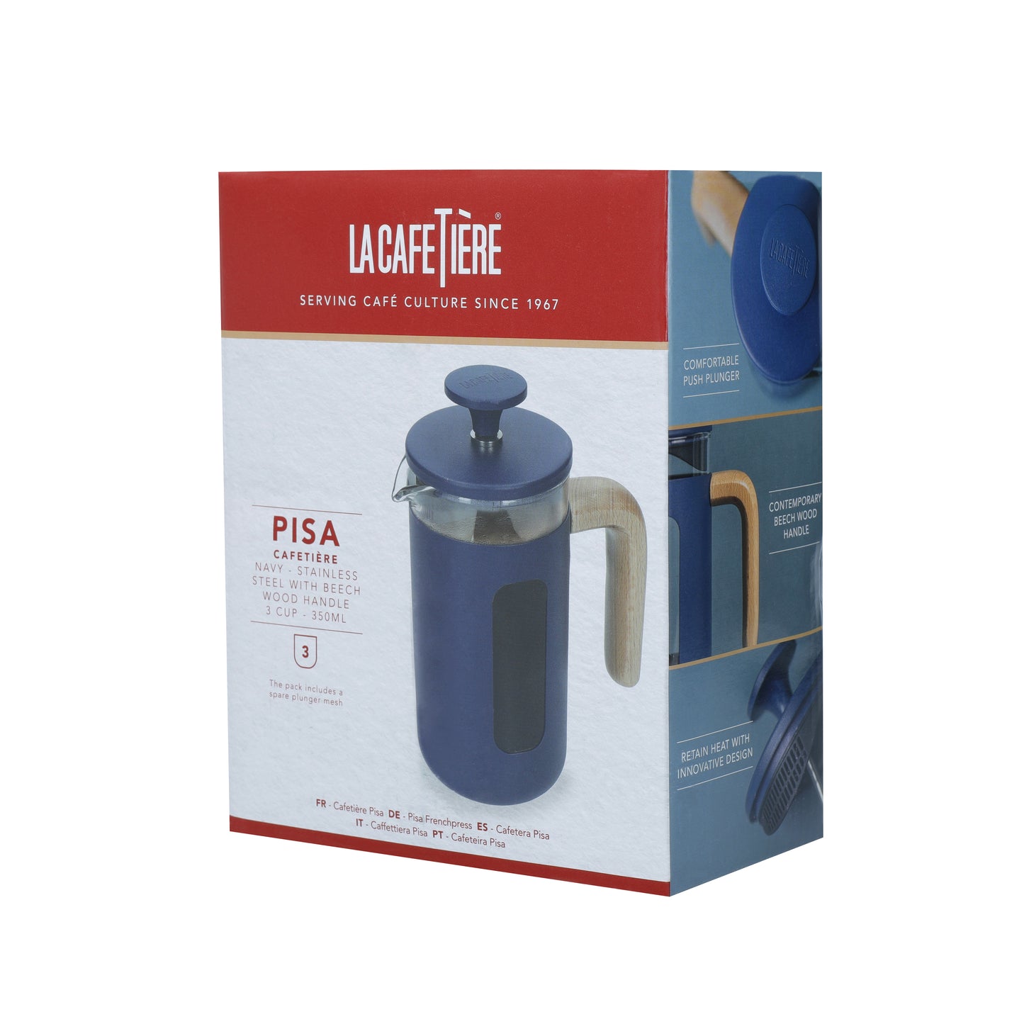La Cafetière Pisa 3 Cup Cafetière Navy