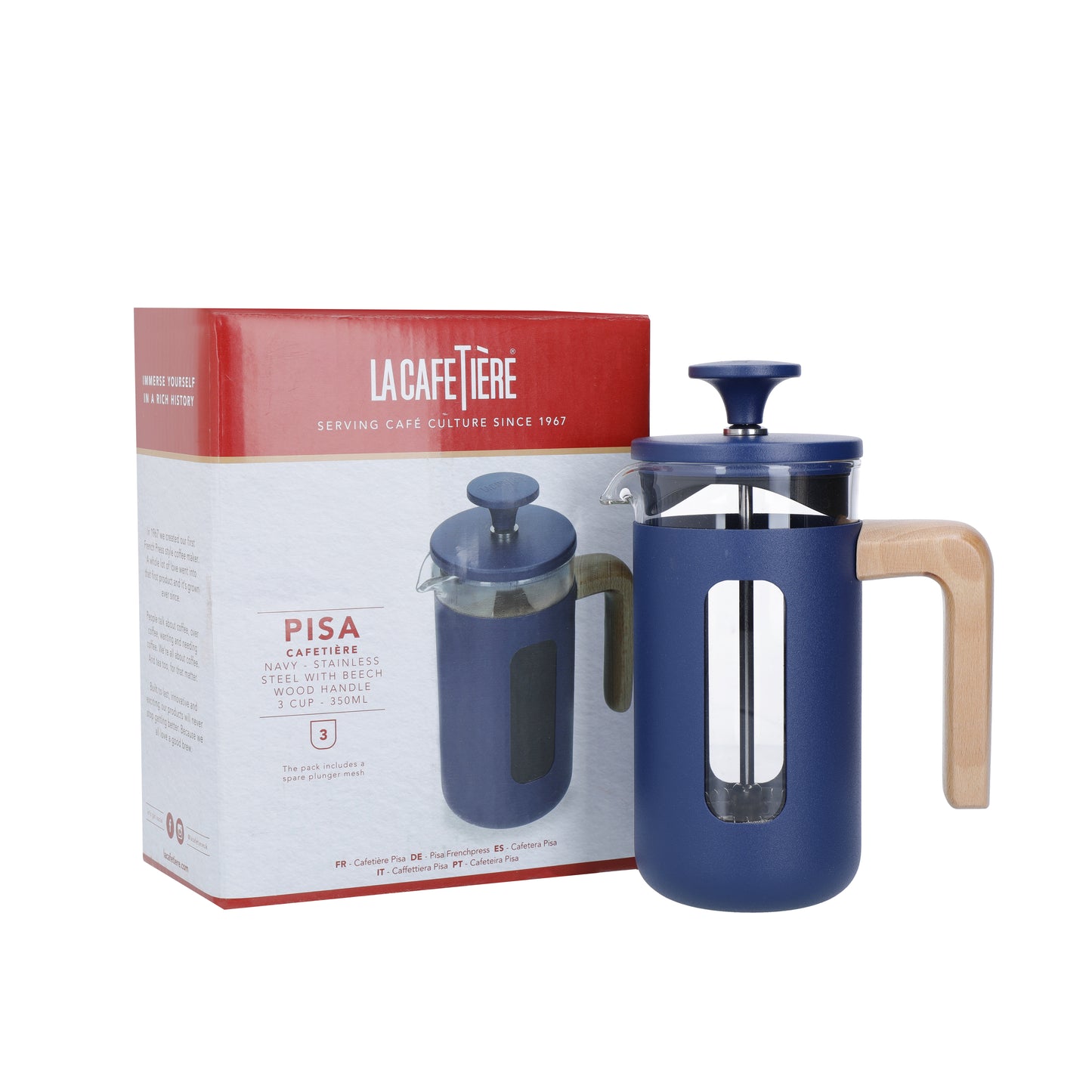 La Cafetière Pisa 3 Cup Cafetière Navy