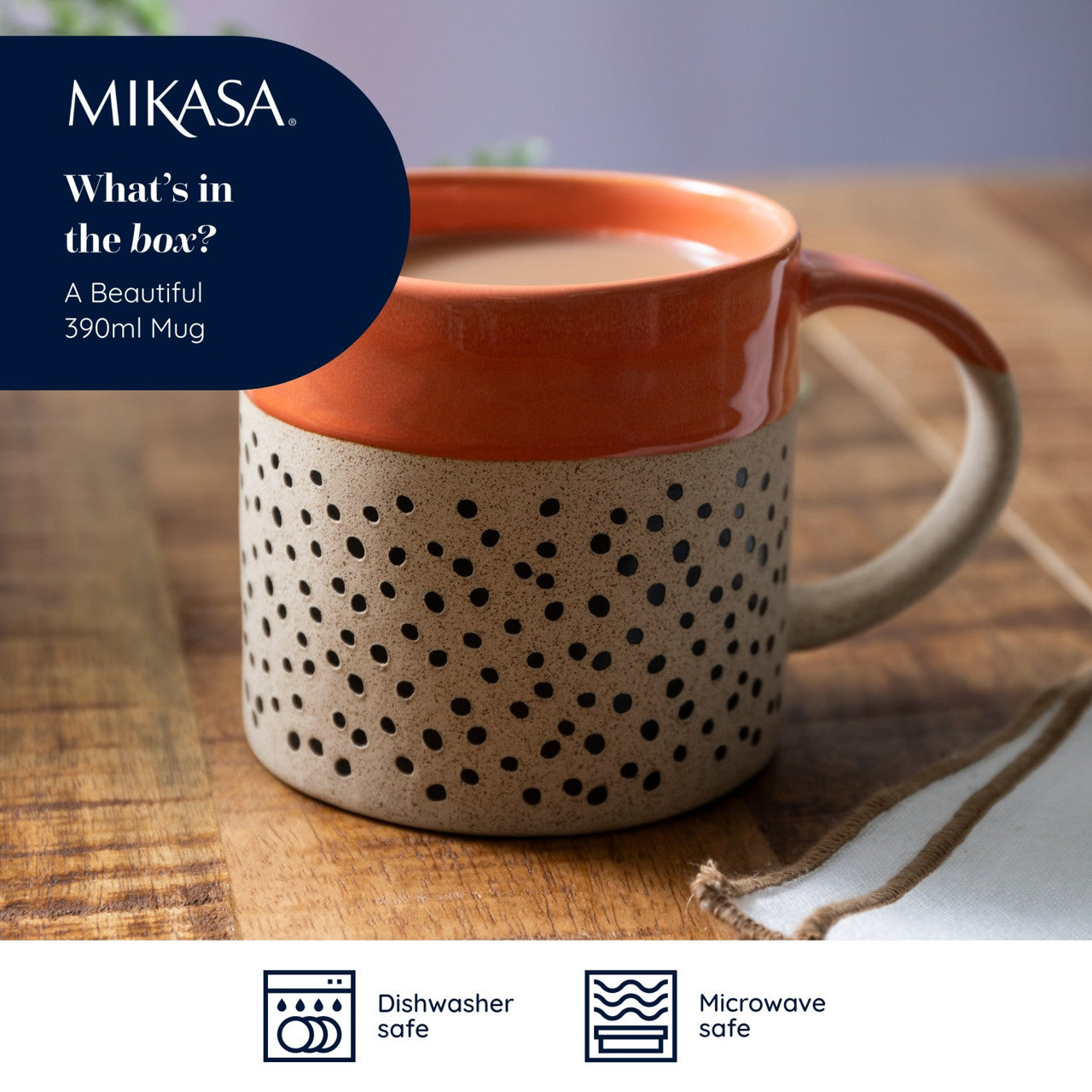 Mikasa Stoneware Orange Patterned Mug 390ml