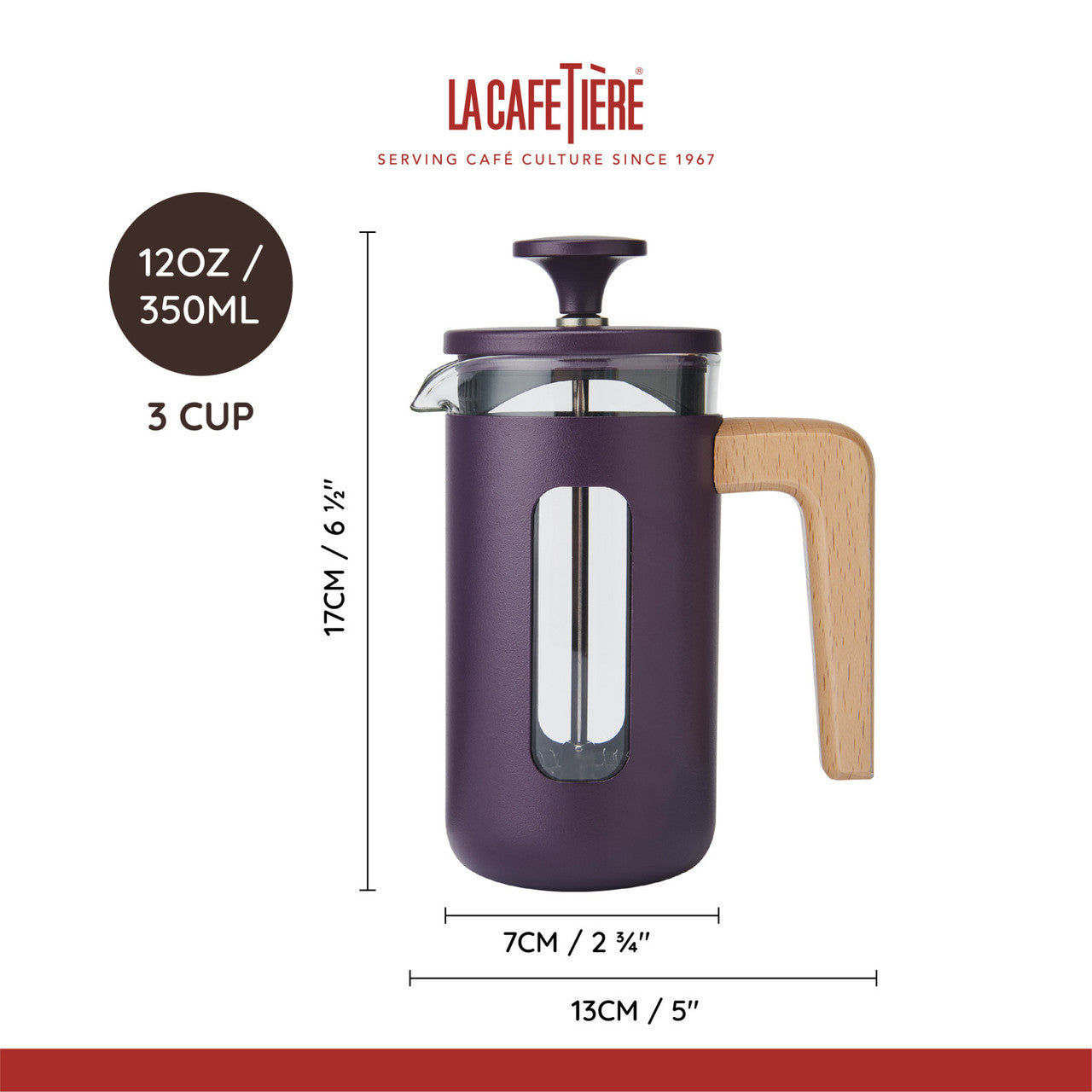 La Cafetière Pisa 3 Cup Cafetière Purple