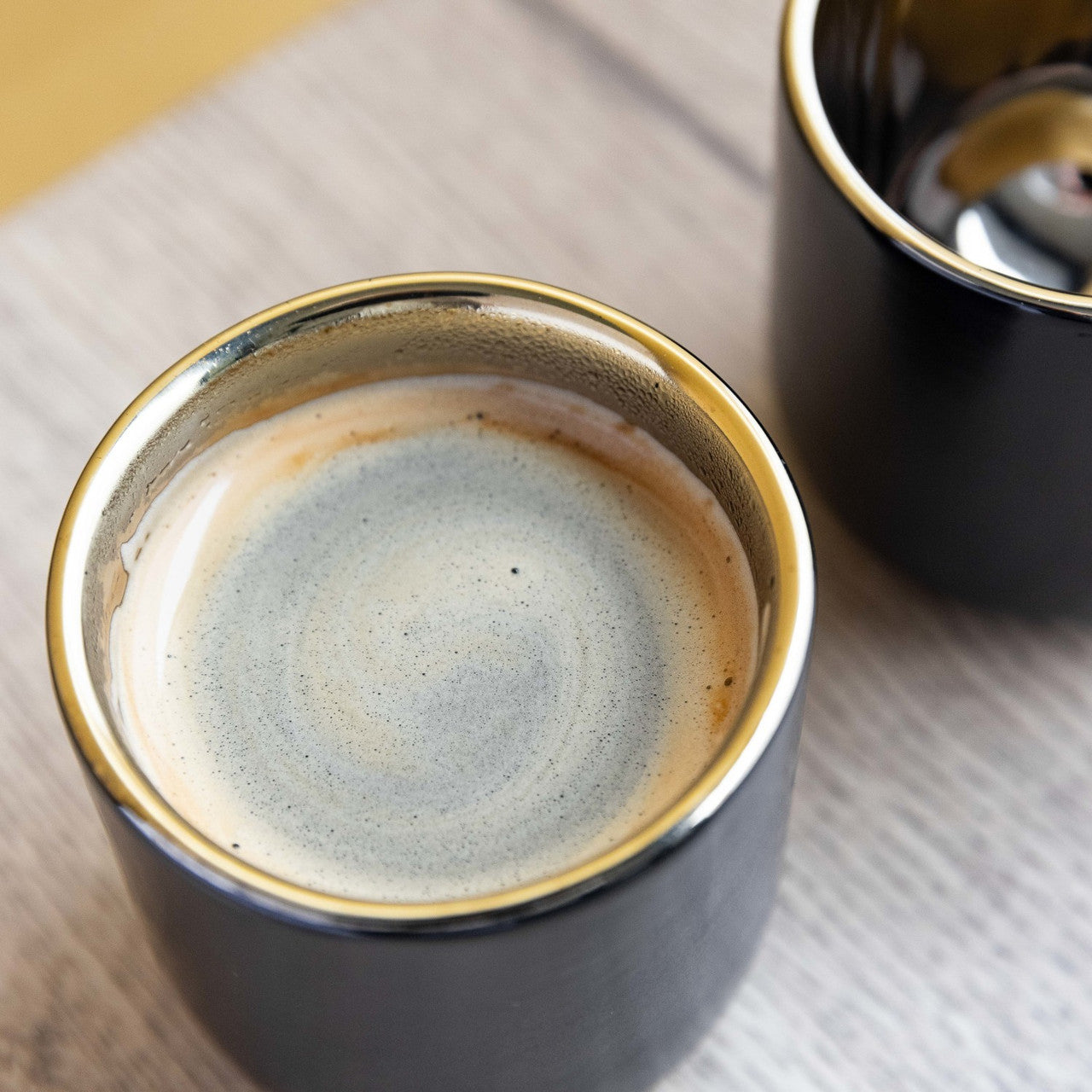 La Cafetière Double Insulated Espresso Cups, Black / Gold, 2-Cup Set