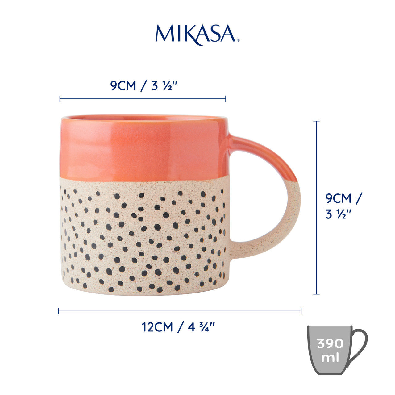 Mikasa Stoneware Orange Patterned Mug 390ml