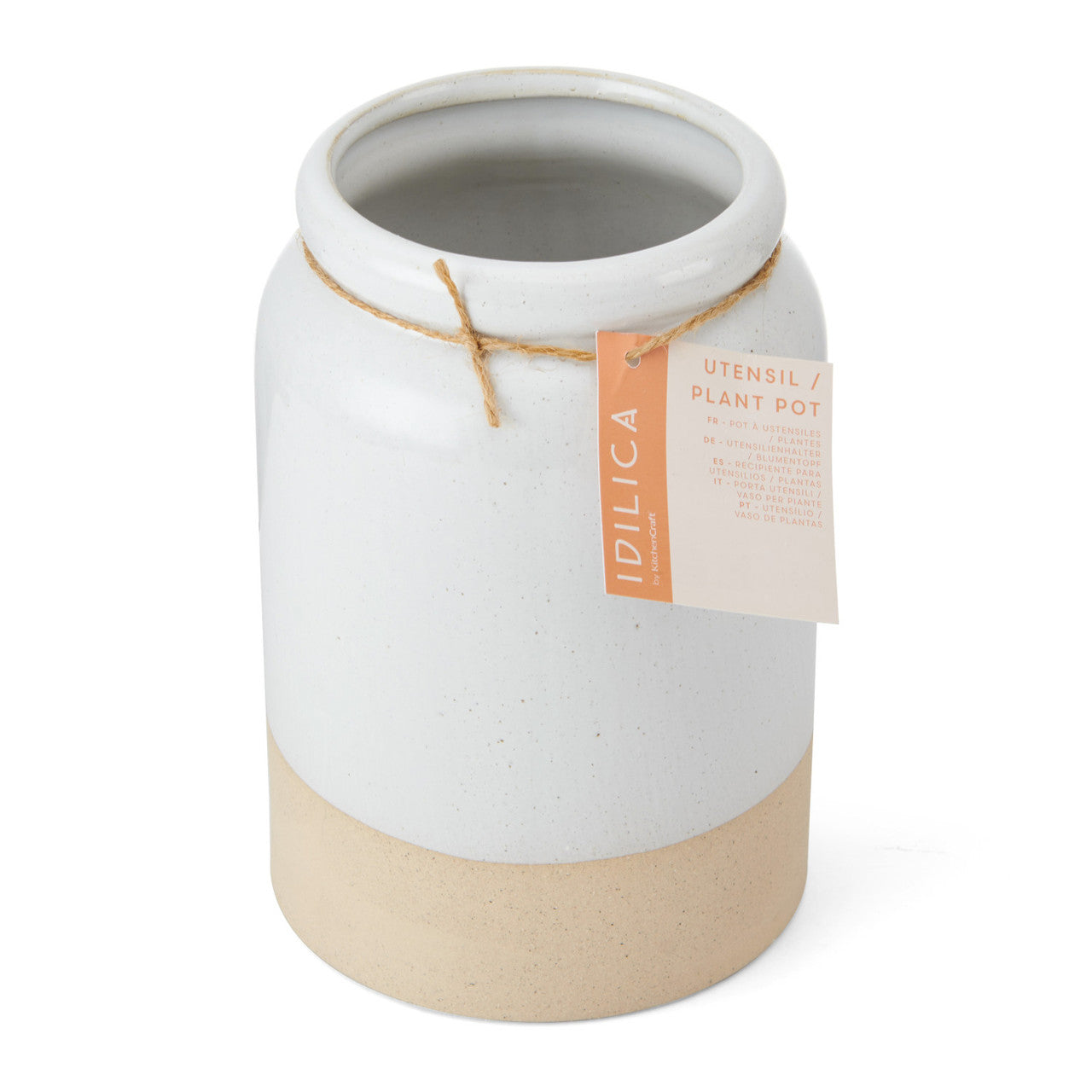 Idilica Stoneware Utensil Holder, Cream