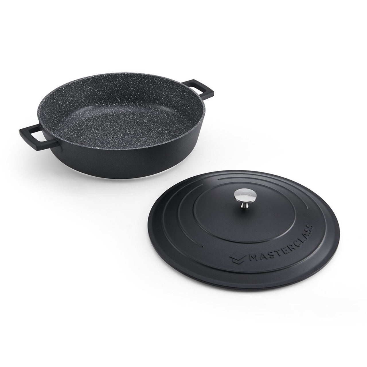 MasterClass Cast Aluminium Shallow Casserole Dish, 5L, Black