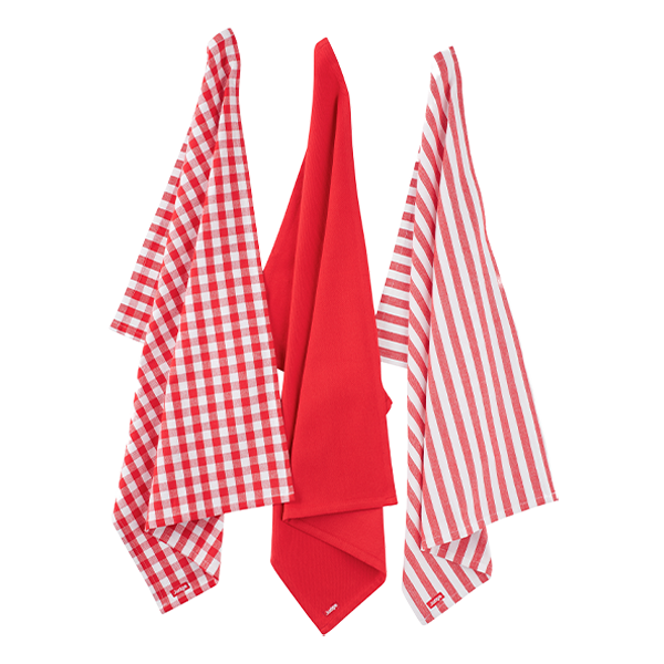 Judge Textiles Tea Towel 3 Pack Red