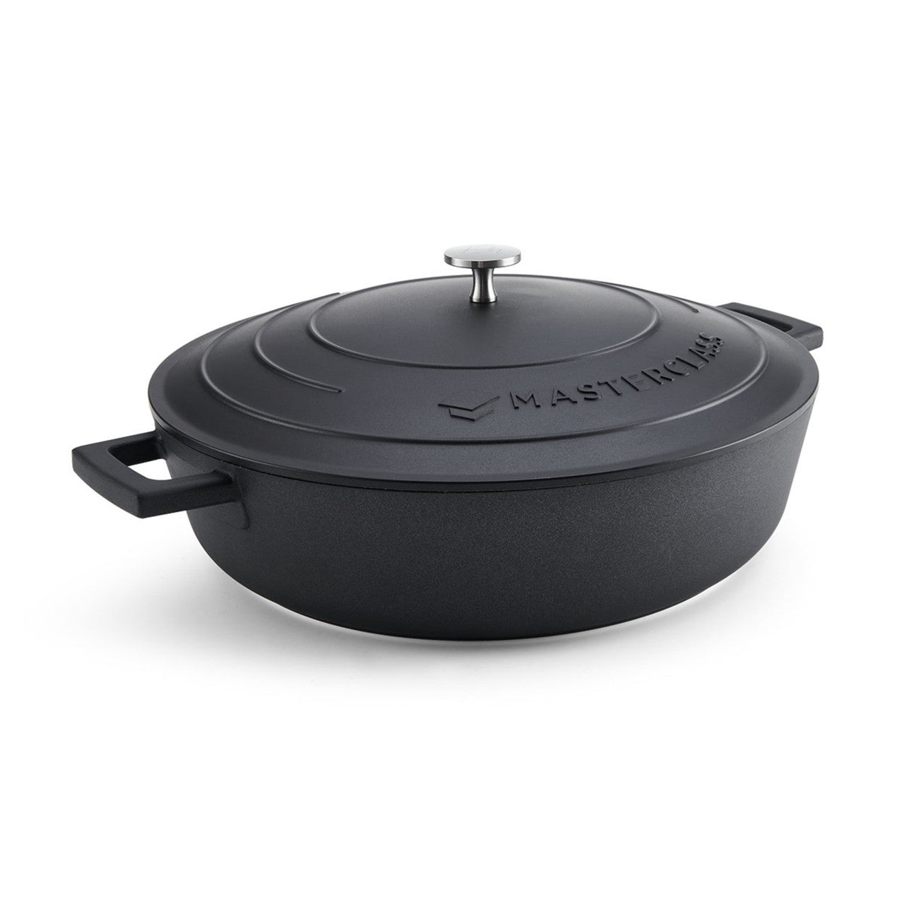 MasterClass Cast Aluminium Shallow Casserole Dish, 5L, Black