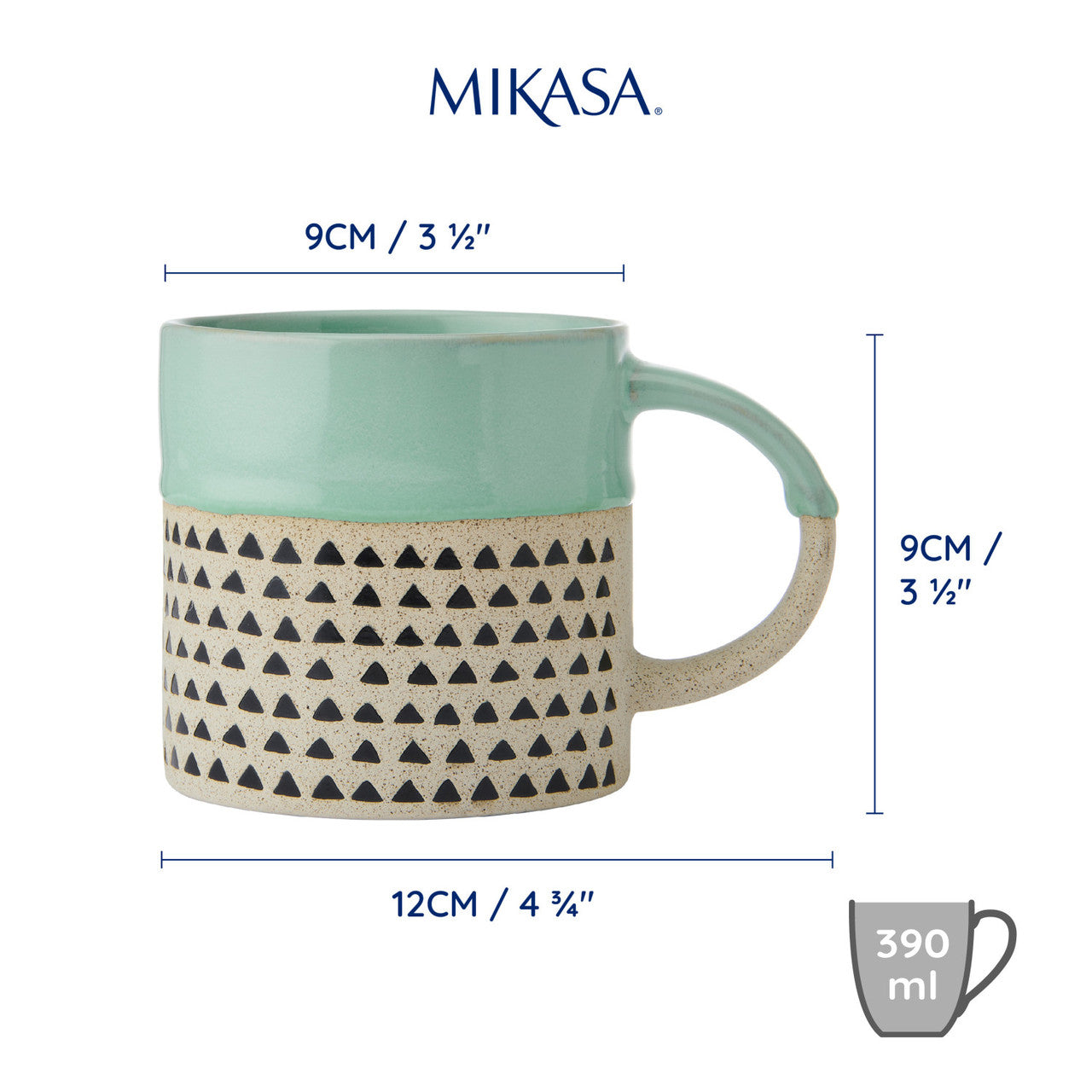 Mikasa Stoneware Green Patterned Mug 390ml