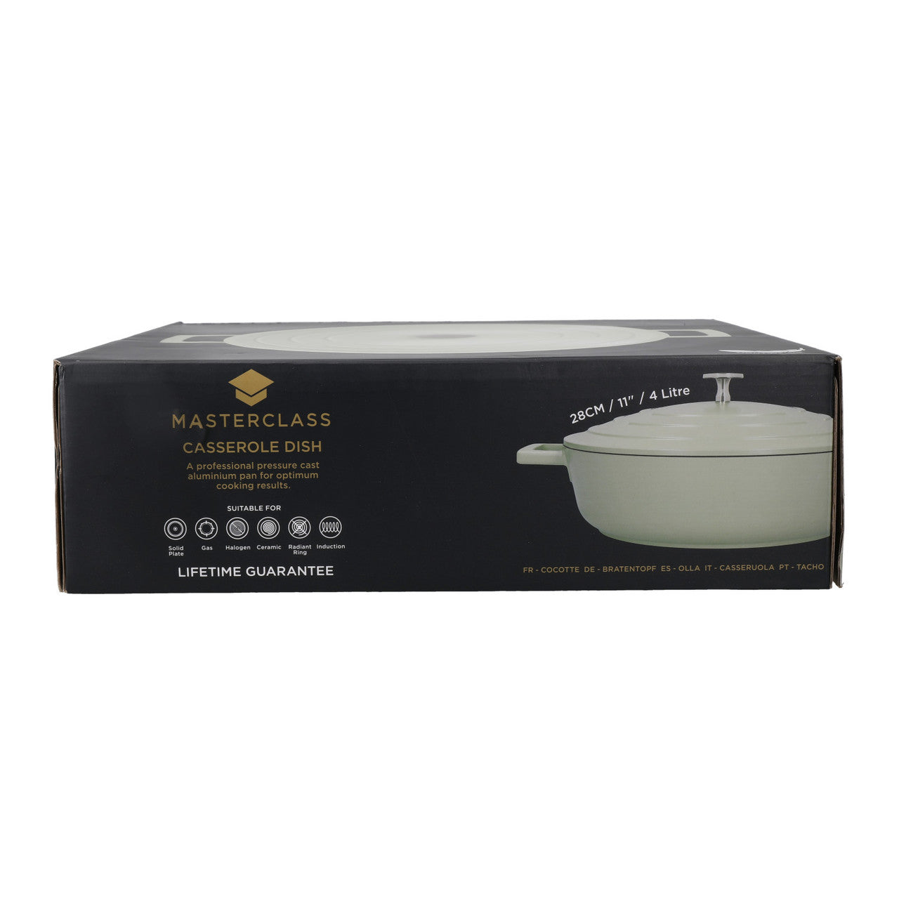 MasterClass Cast Aluminium Shallow Casserole Dish, 4L, Mint Green