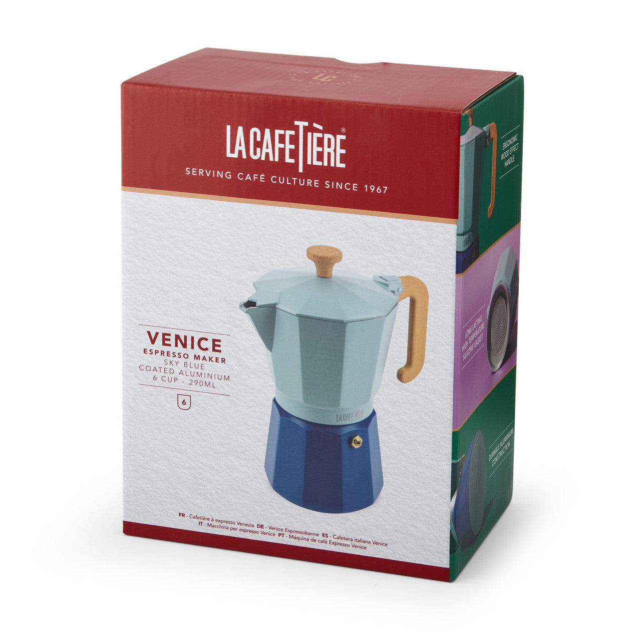 La Cafetière Venice 6 Cup Espresso Maker - Sky Blue, Two Tone