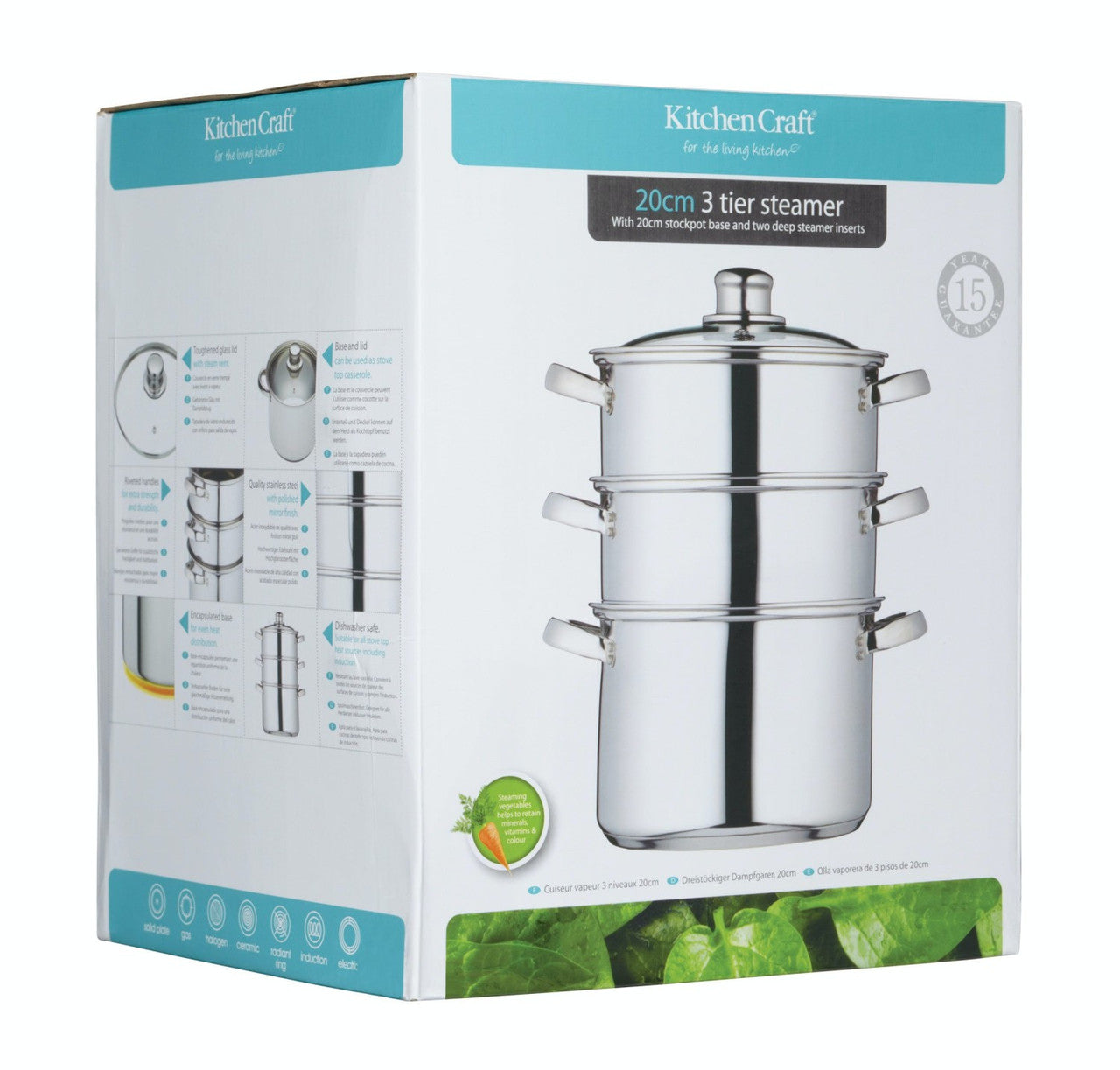Stainless Steel Three Tier Steamer, 20cm