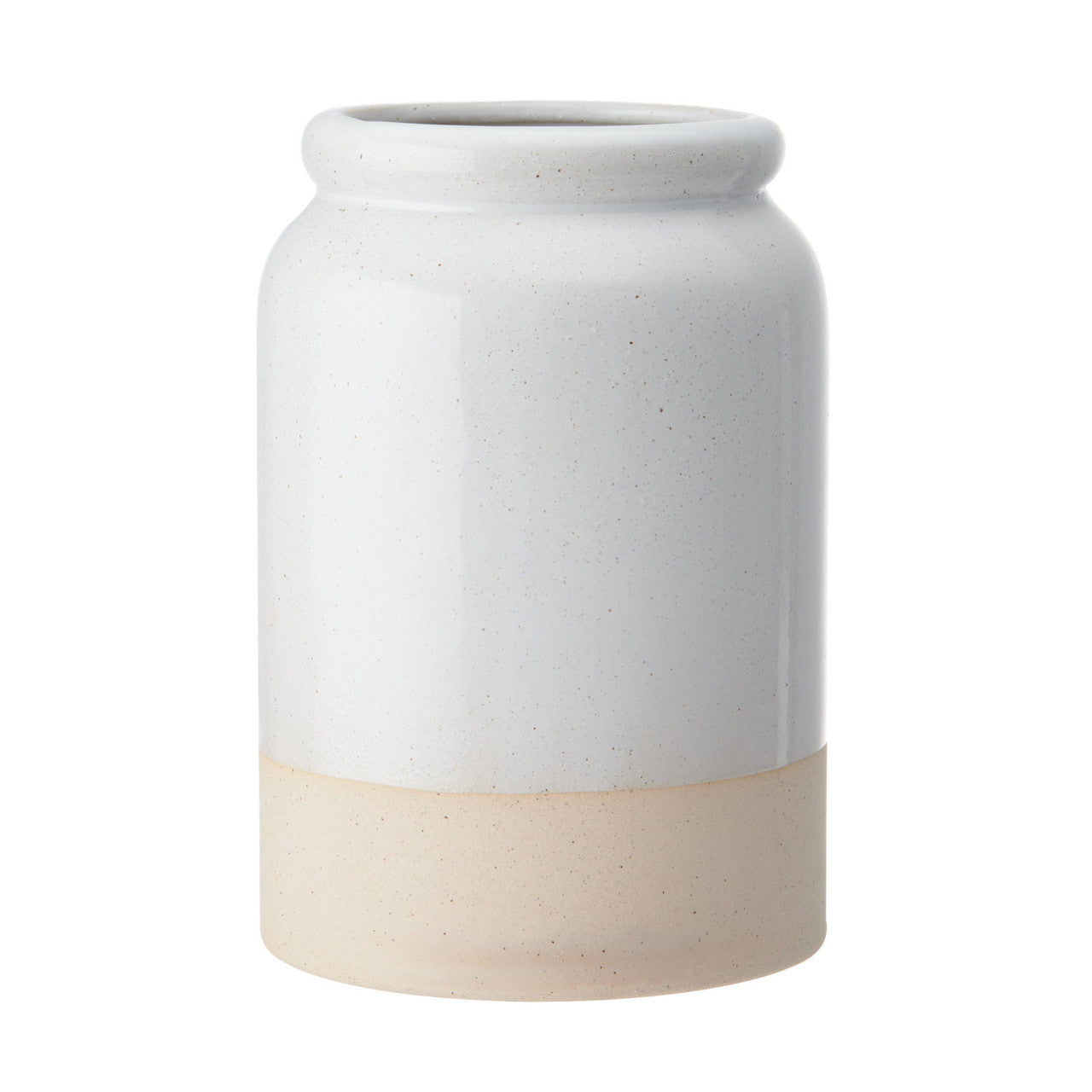 Idilica Stoneware Utensil Holder, Cream