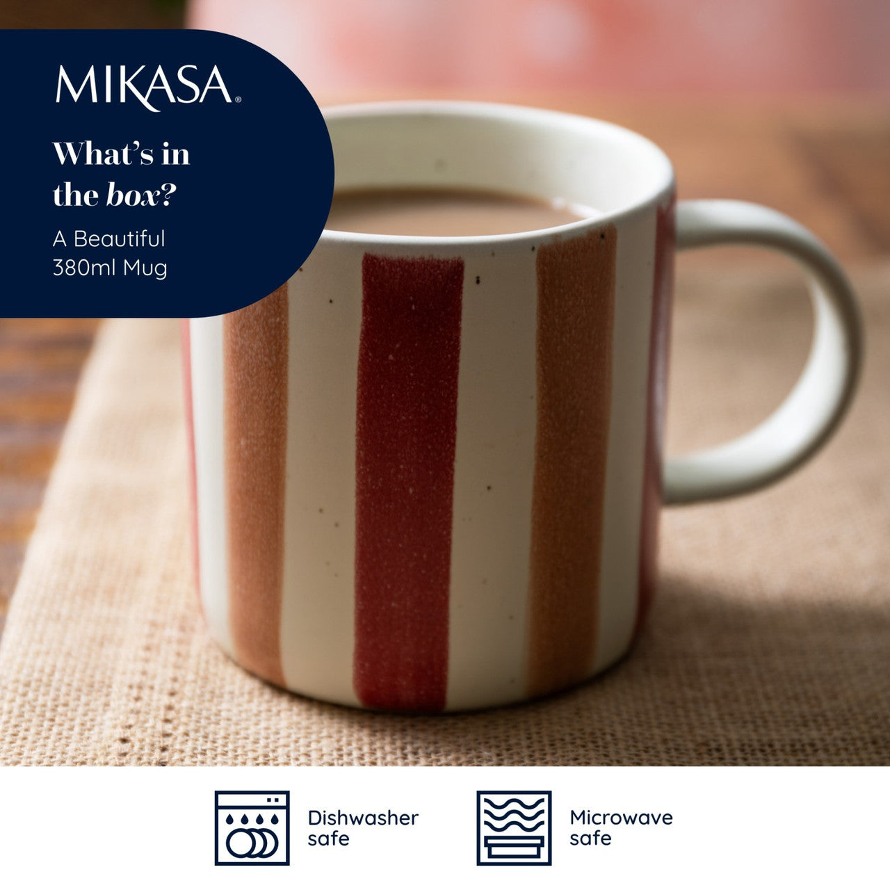 Mikasa Pink and Red Stripe Mug