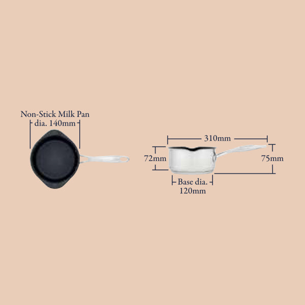 Stellar Profile Stainless Steel 14cm Non Stick Milk Pan