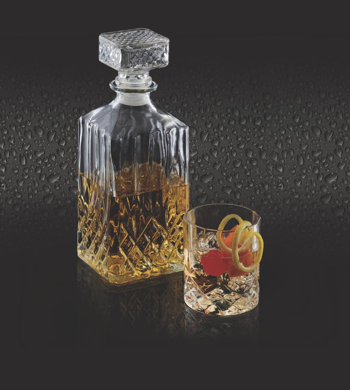 BarCraft Cut Glass Effect Decanter Set
