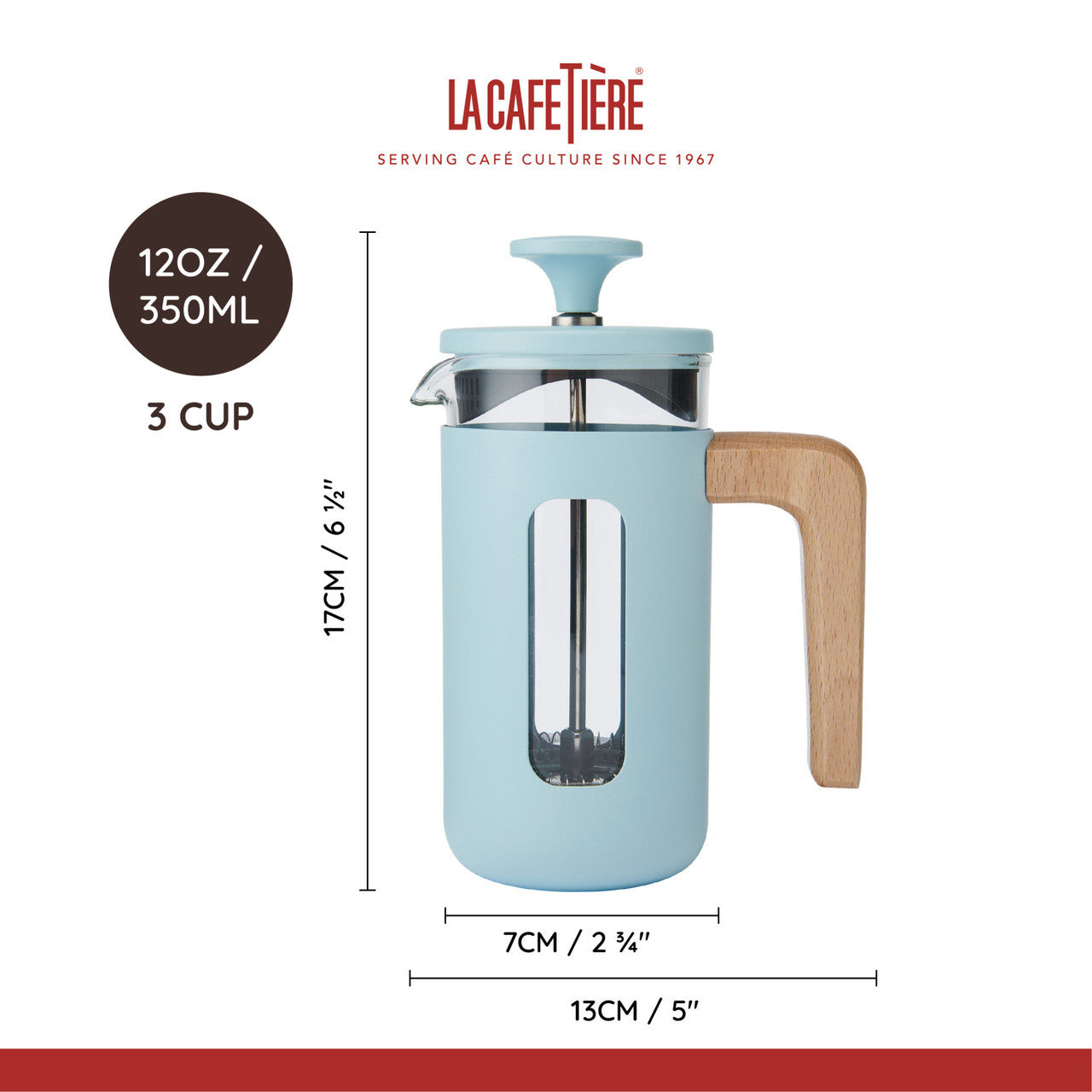 La Cafetière Pisa 3 Cup Cafetière Sky Blue
