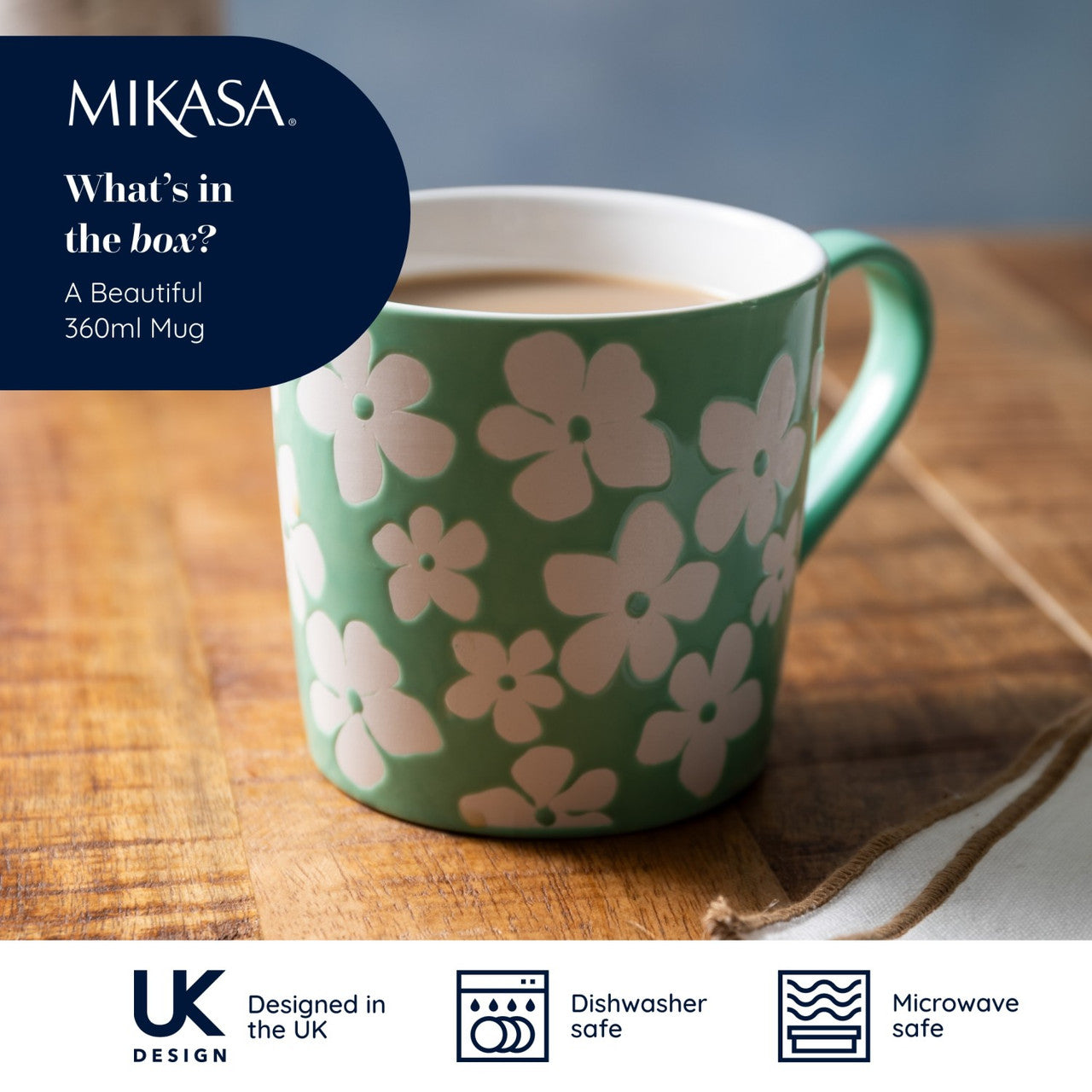 Mikasa Green Flower Mug