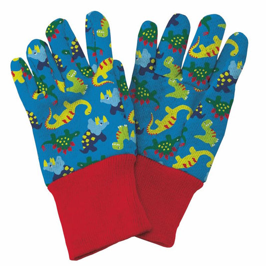 Kids Dinosaur Gardening Gloves Blue