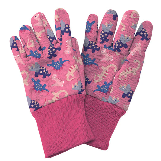 Kids Dinosaur Gardening Gloves Pink