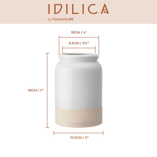 Idilica Stoneware Utensil Holder, Cream