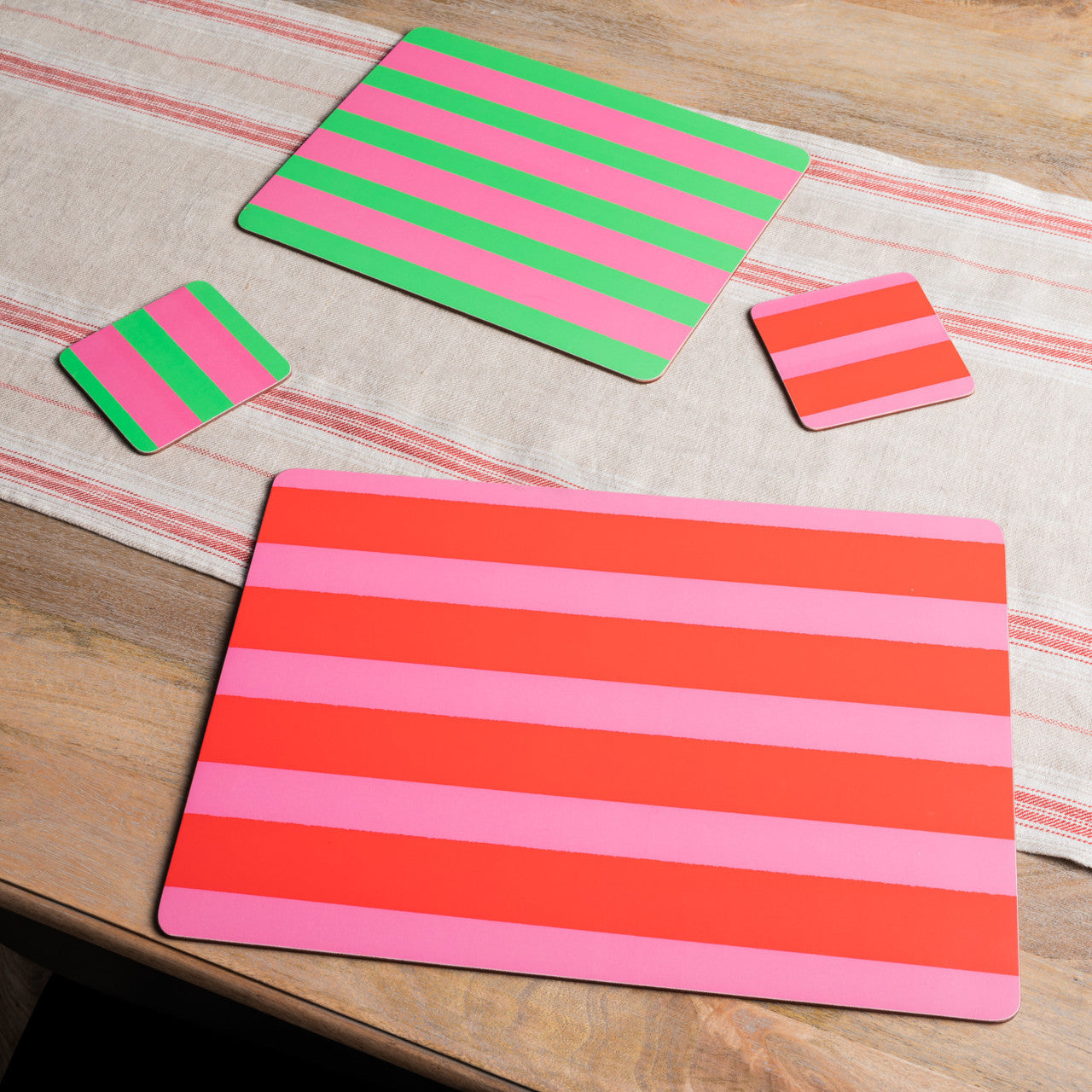 Creative Tops Pink & Green Stripe Coasters