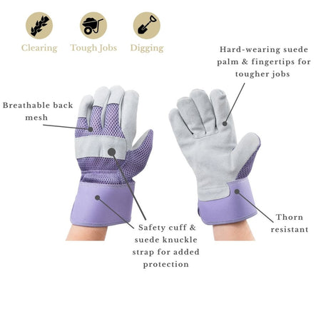 Ladies Purple Rigger Gardening Gloves Medium