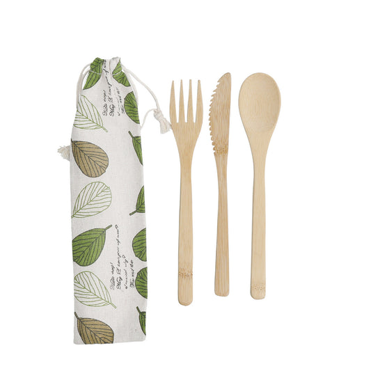 Bamboo Cutlery Set & Pouch