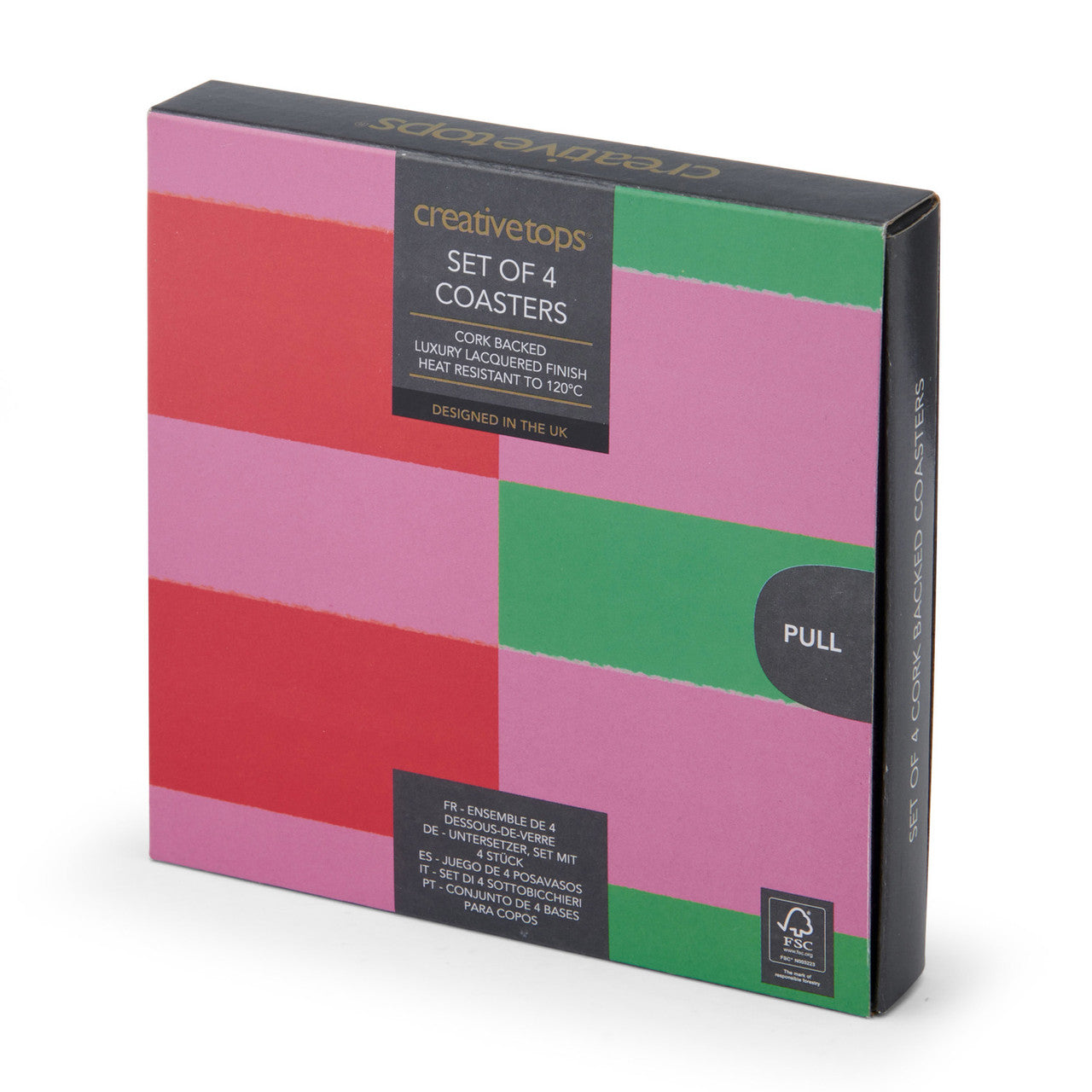 Creative Tops Pink & Green Stripe Coasters