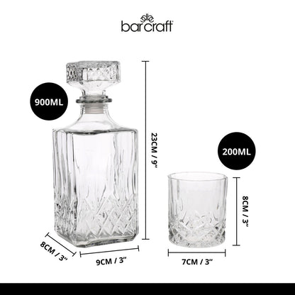 BarCraft Cut Glass Effect Decanter Set