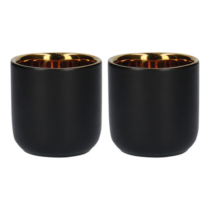 La Cafetière Double Insulated Espresso Cups, Black / Gold, 2-Cup Set