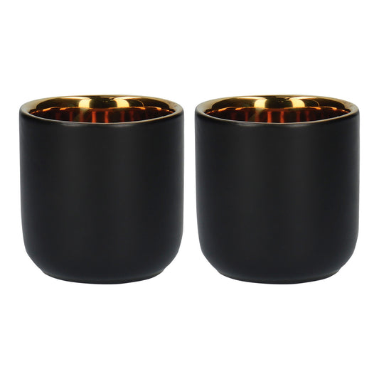 La Cafetière Double Insulated Espresso Cups, Black / Gold, 2-Cup Set