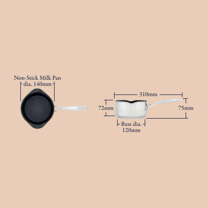 Stellar Profile Stainless Steel 14cm Non Stick Milk Pan