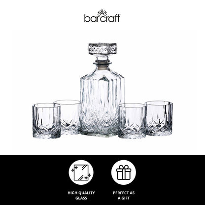 BarCraft Cut Glass Effect Decanter Set