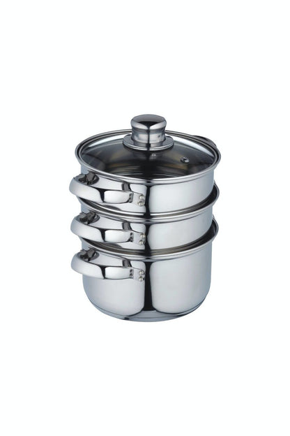 Stainless Steel Three Tier Steamer, 16cm