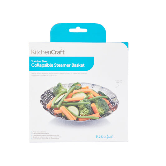 Stainless Steel Collapsible Steaming Basket, 28cm